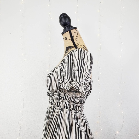 Show Me Your MuMu Sandra Smocked Off The Shoulder Striped Mini Dress Small - Picture 4 of 9